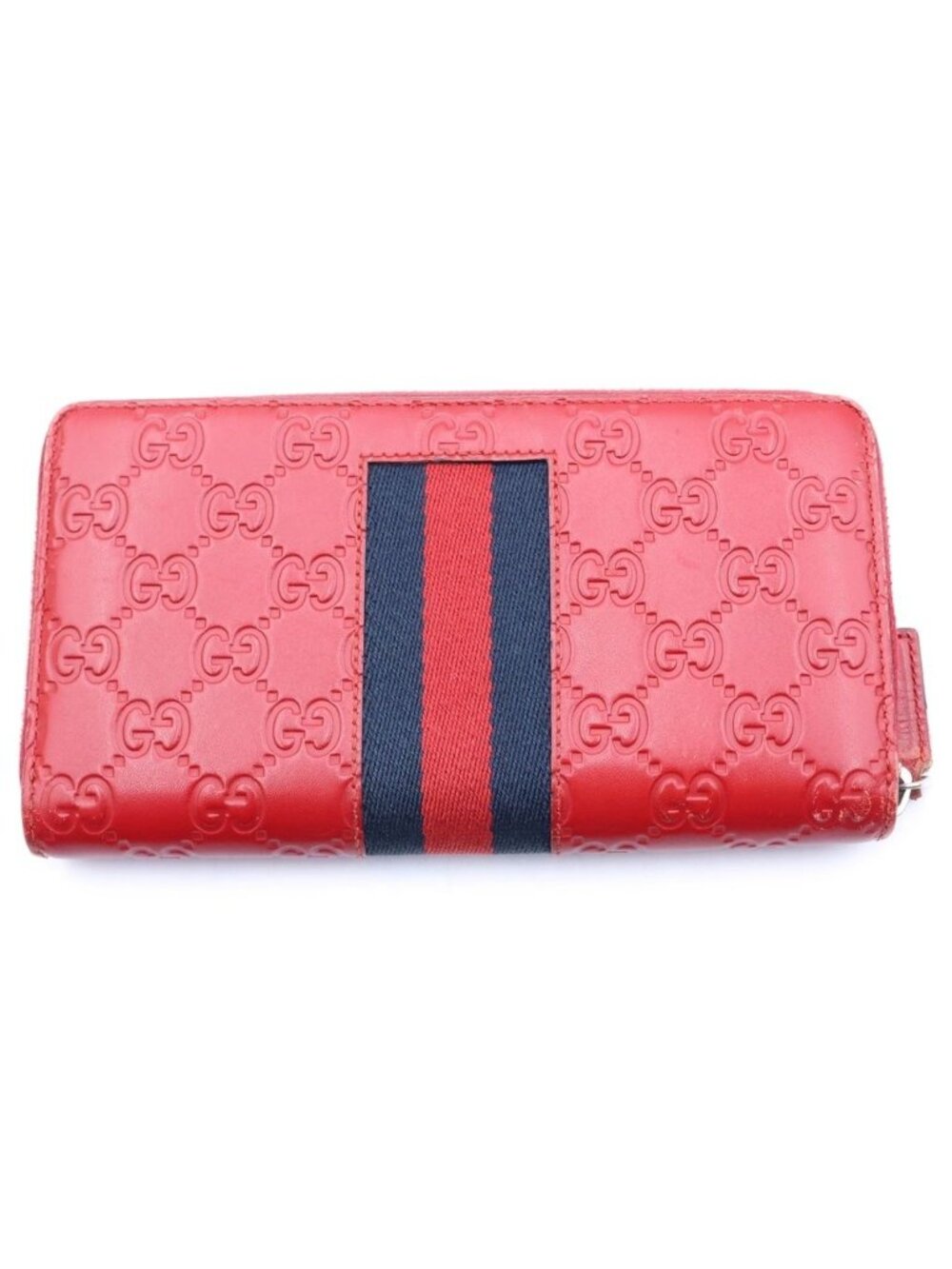 Gucci GG Pattern Round Zip Wallet Red - Picture 2 of 6